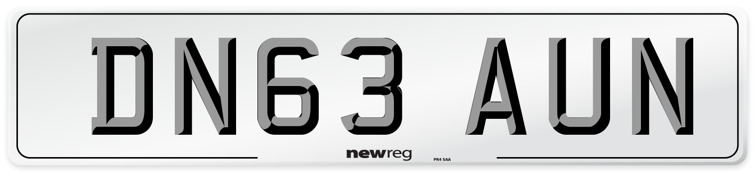 DN63 AUN Number Plate from New Reg